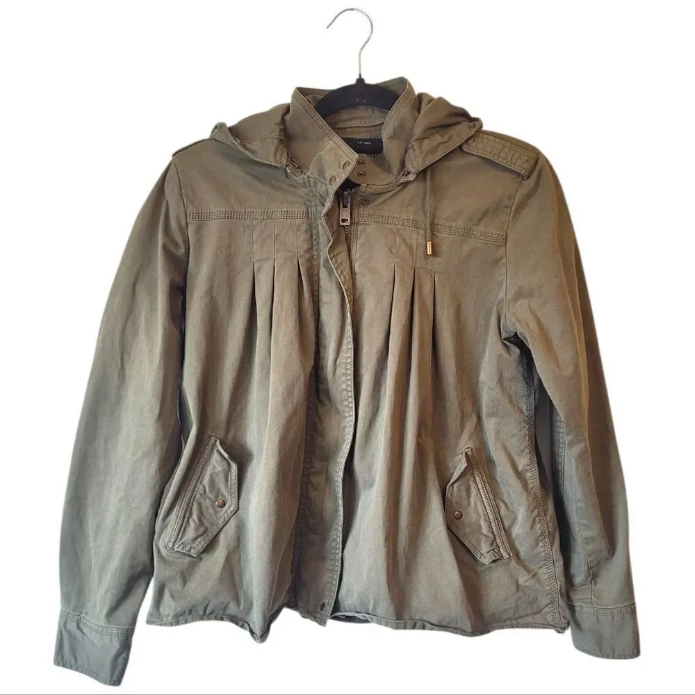 Lucky Brand Olive Green Cotton Pleated Millenial Cargo Jacket Women's Size M